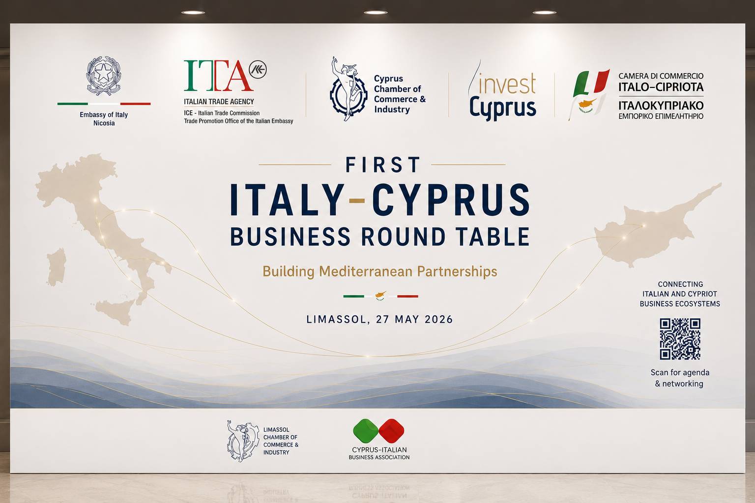 Banner ufficiale del First Italy-Cyprus Business Round Table
